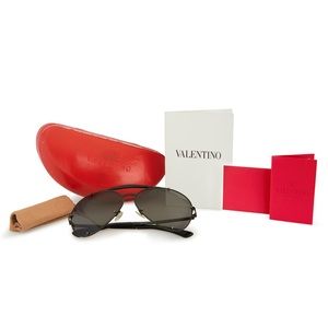 Authentic Valentino Black Aviator Style Sunglasses
